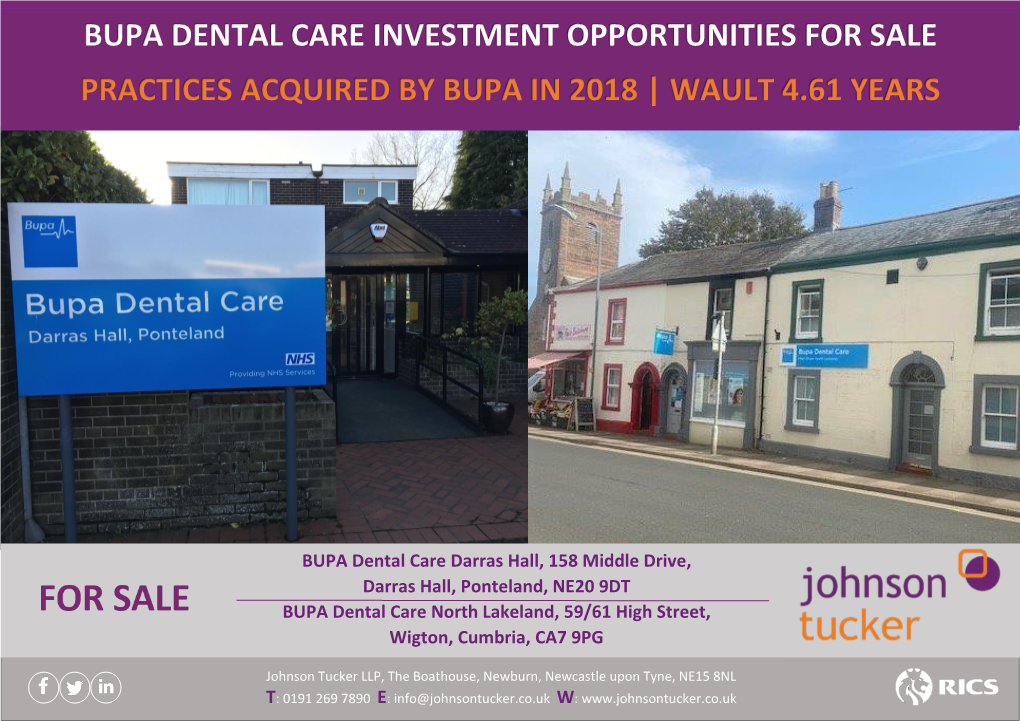 Bupa Dental Care Investment Opportunities for Sale