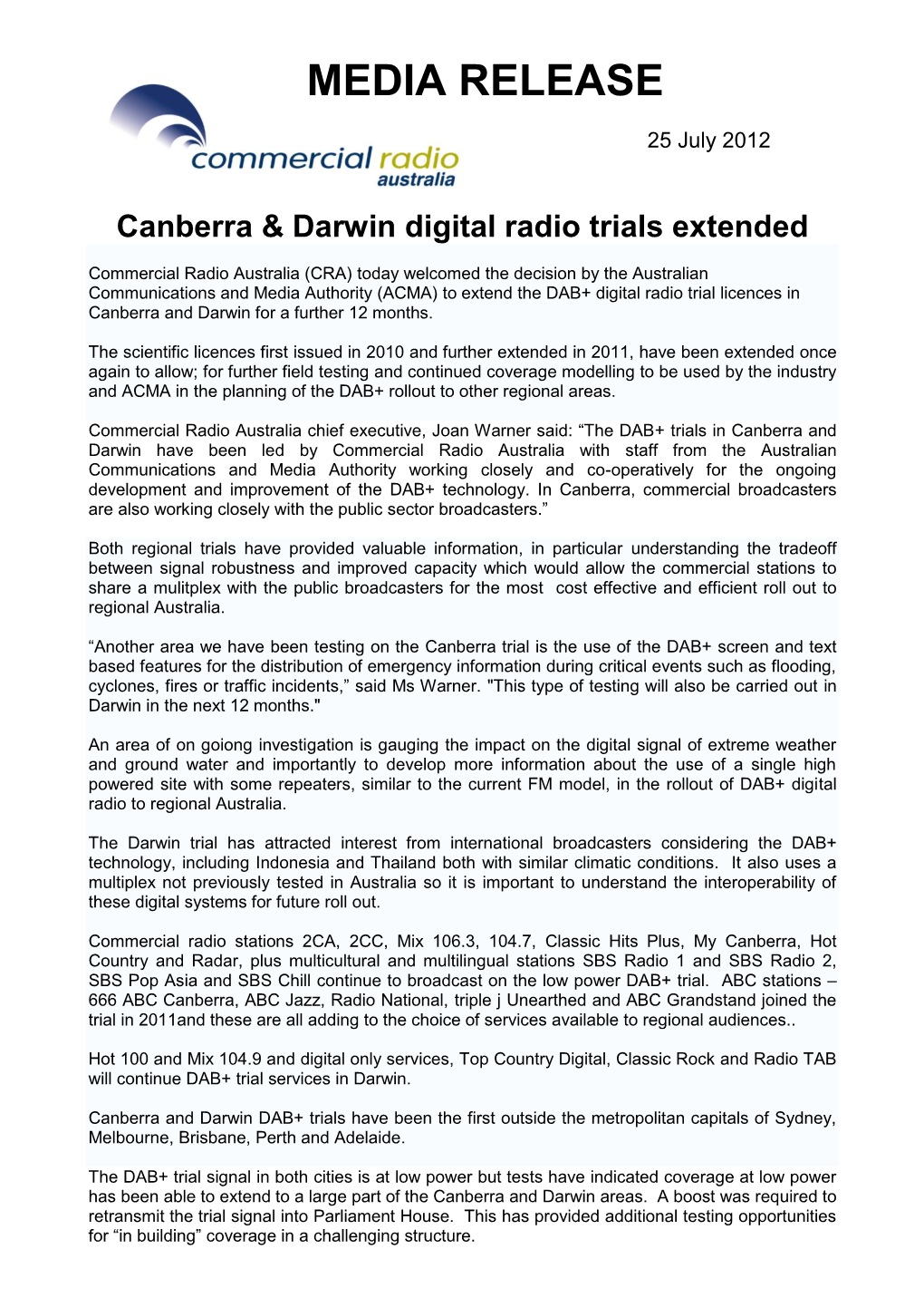 Digital Radio Trial to Begin in Canberra