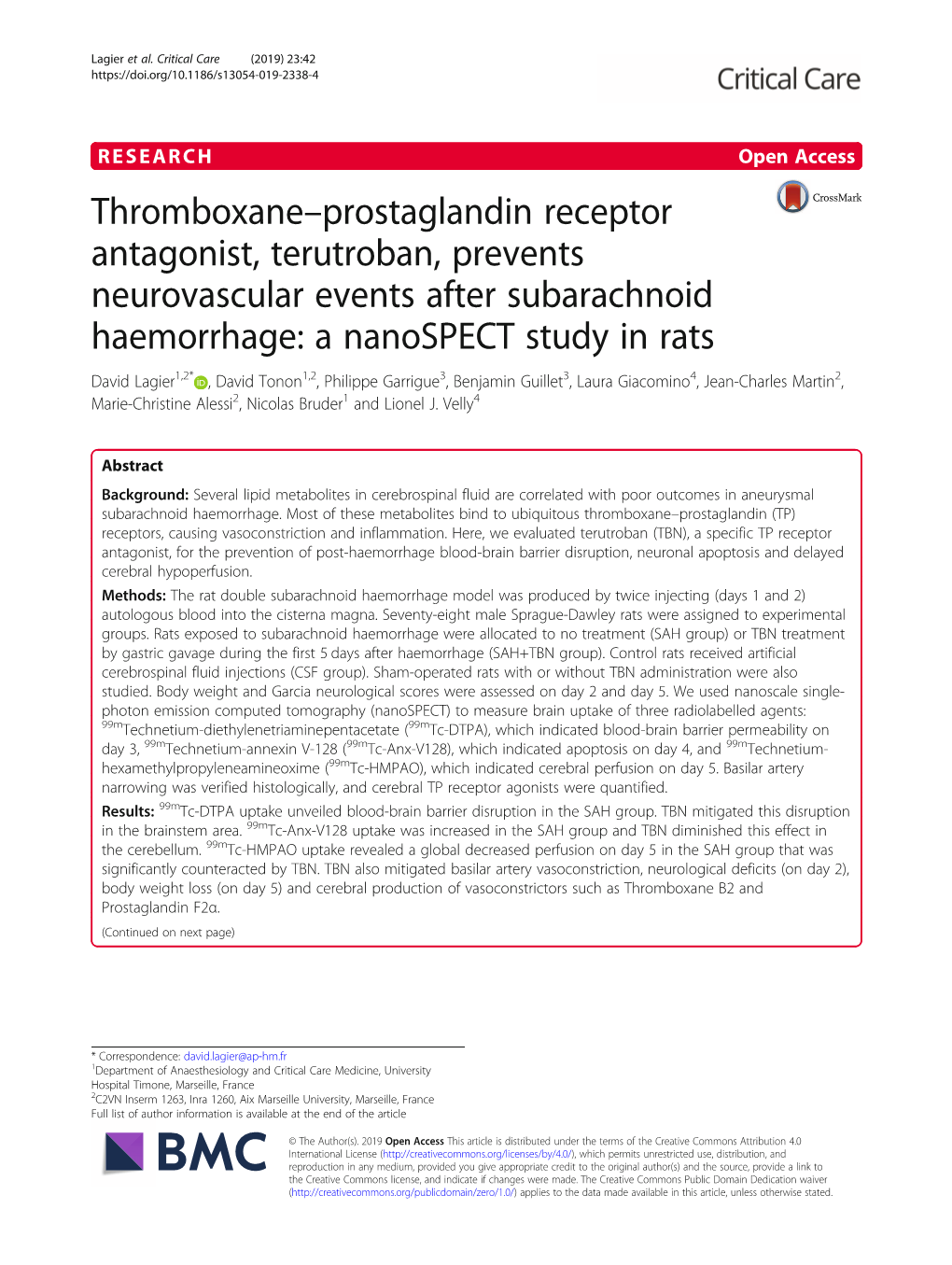 Thromboxane–Prostaglandin Receptor Antagonist, Terutroban, Prevents