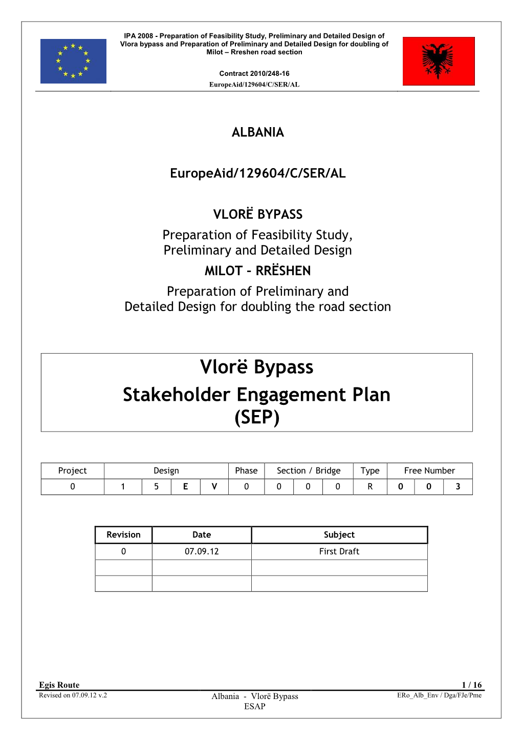 Vlorë Bypass Stakeholder Engagement Plan (SEP)