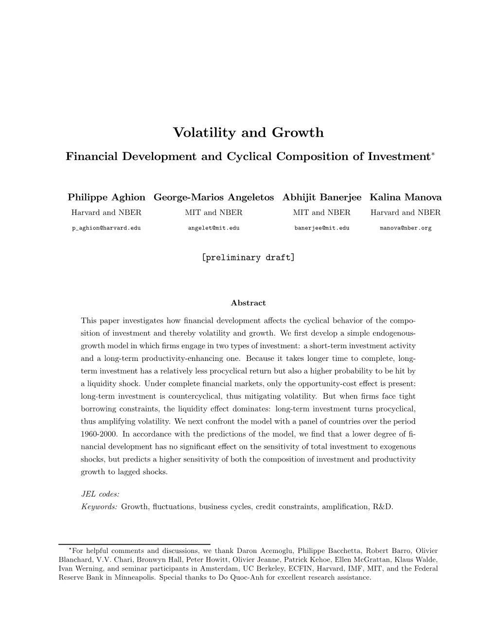 Volatility and Growth