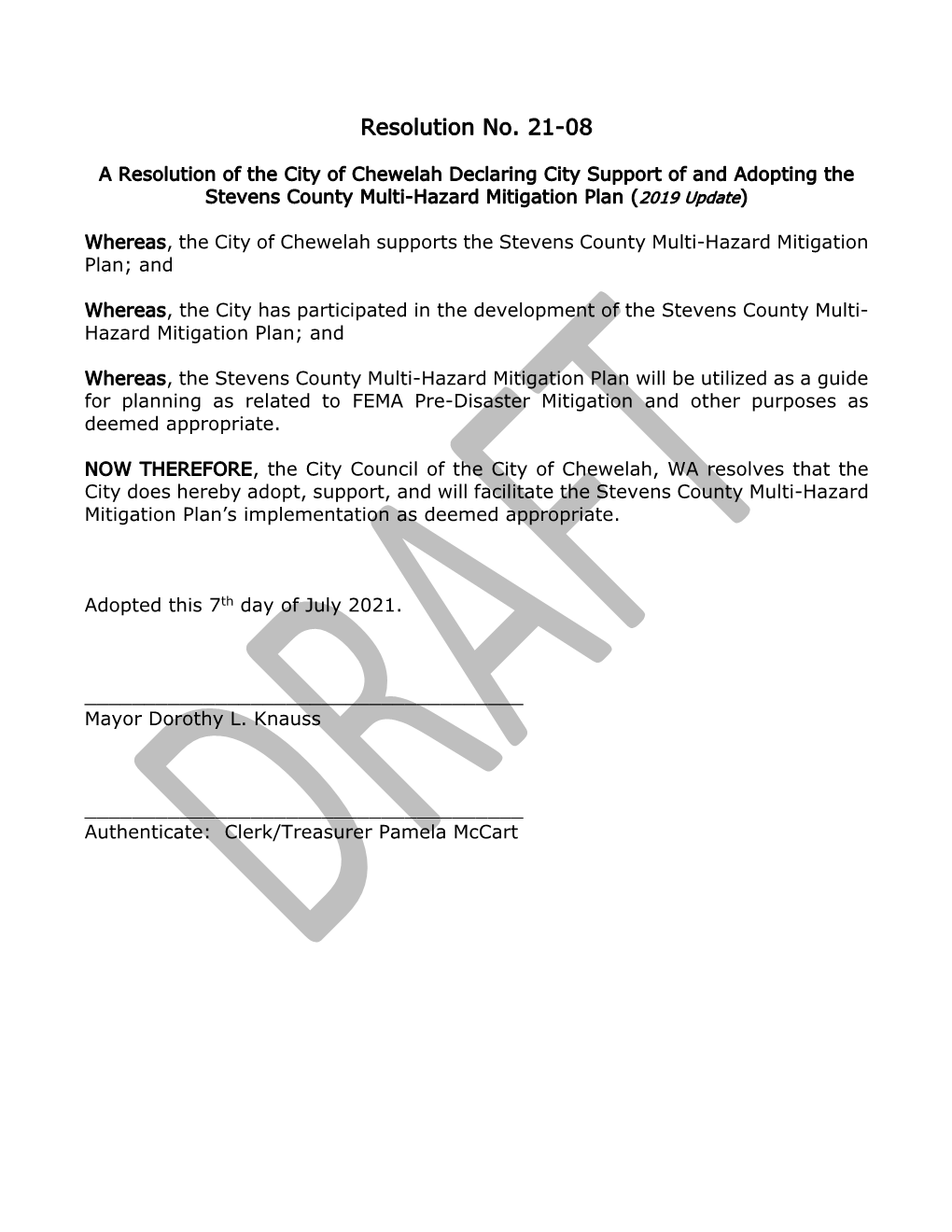 DRAFT Resolution 21-08 Adopting County Multi