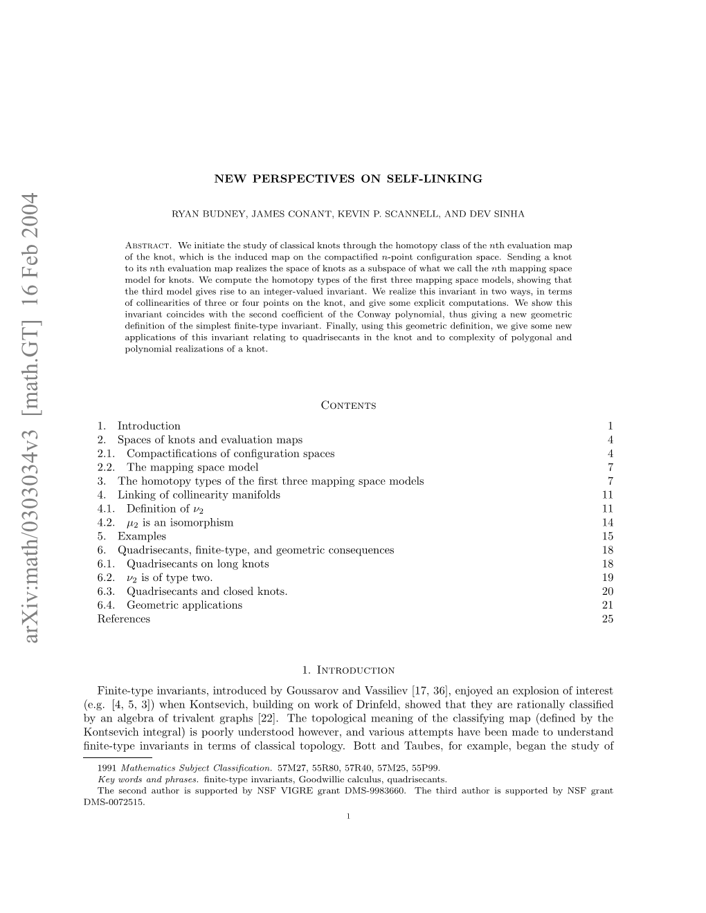 Arxiv:Math/0303034V3 [Math.GT] 16 Feb 2004 Nt-Yeivrat Ntrso Lsia Oooy Otadtaub and Bott the Topology