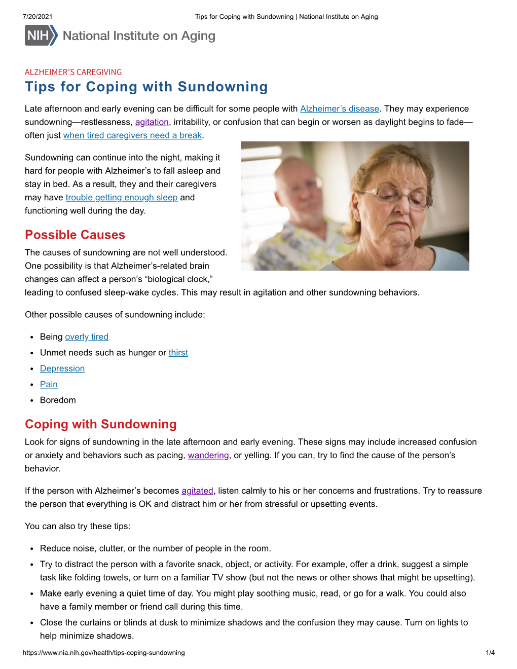 Tips for Coping with Sundowning | National Institute on Aging