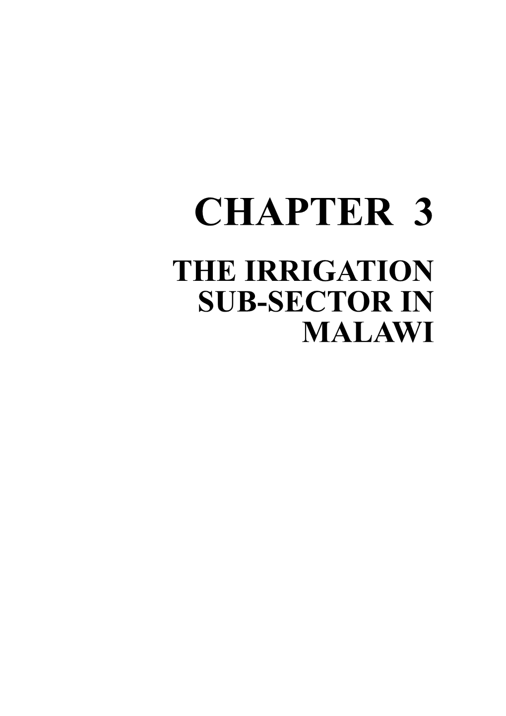 The Irrigation Sub-Sector in Malawi