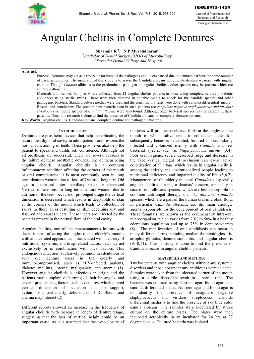 Angular Chelitis in Complete Dentures