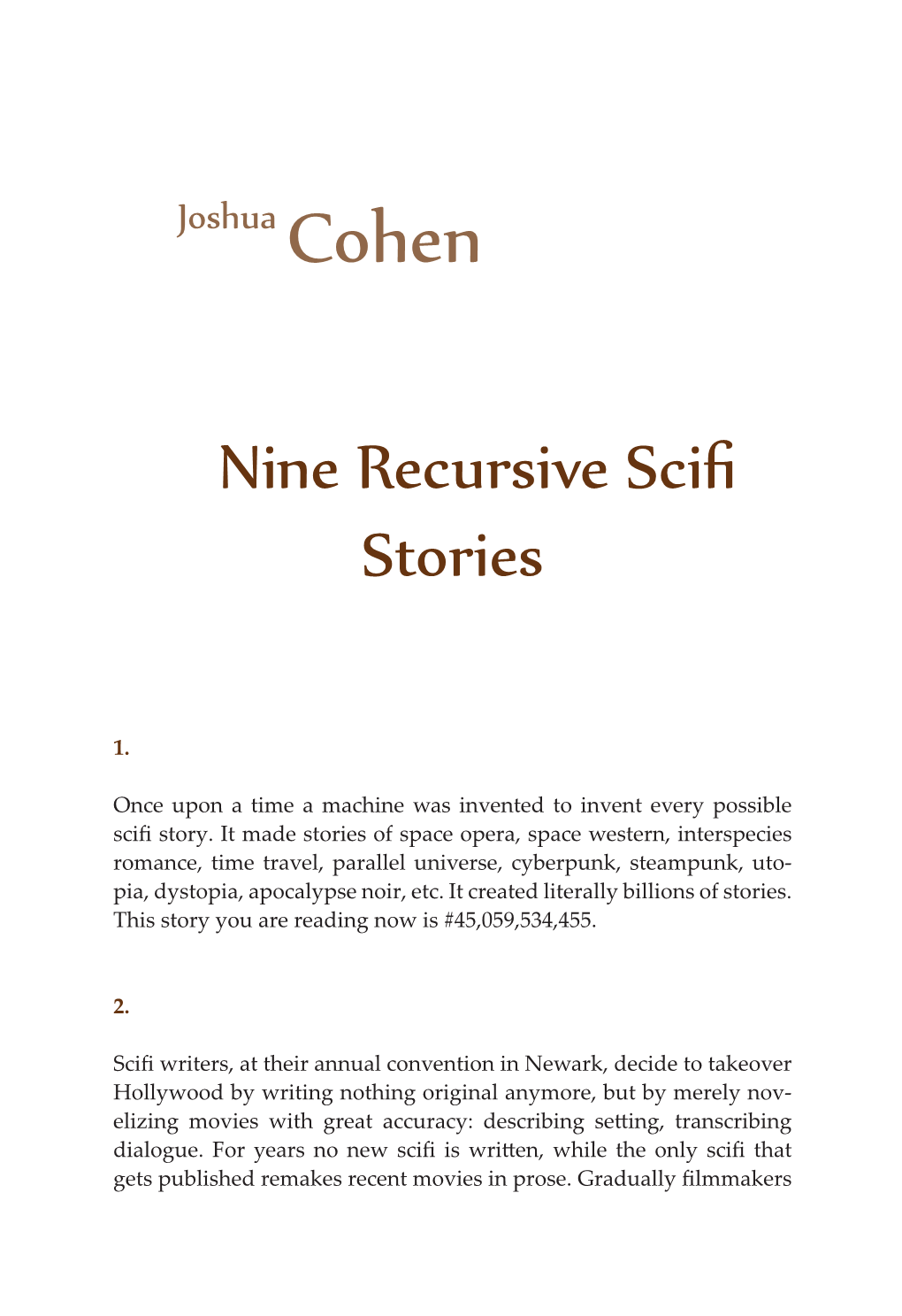 Nine Recursive Scifi Stories