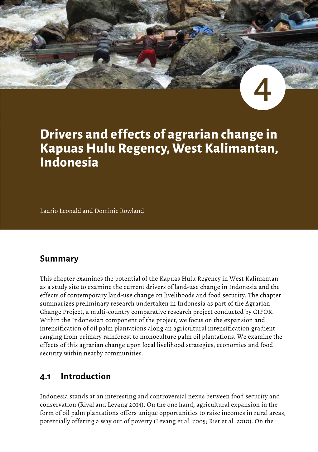 Drivers and Effects of Agrarian Change in Kapuas Hulu Regency, West Kalimantan, Indonesia