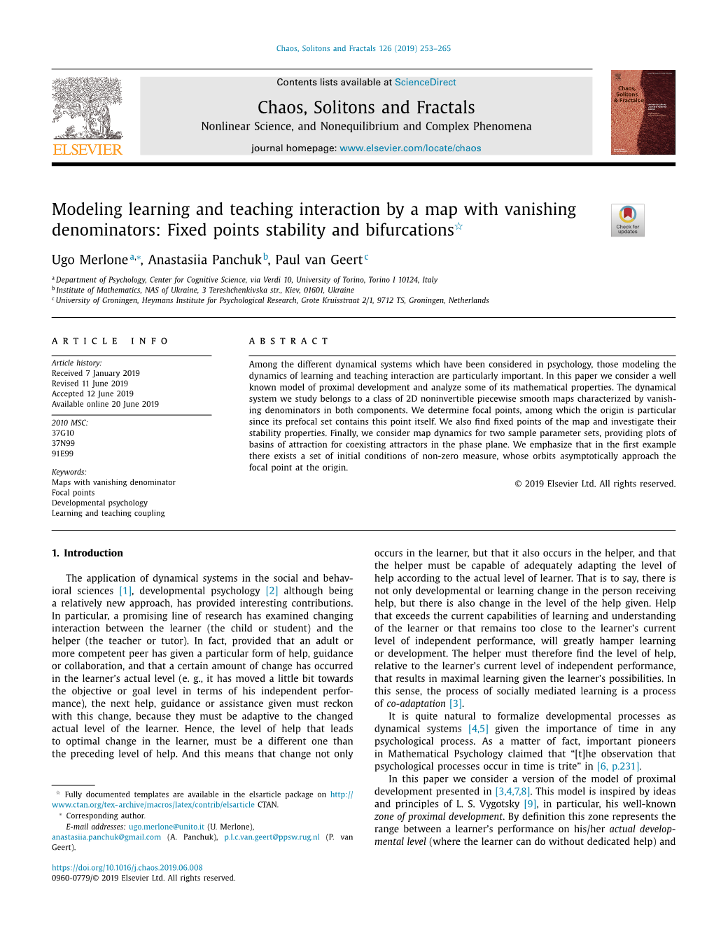 Modeling Learning and Teaching Interaction by a Map with Vanishing R Denominators: Fixed Points Stability and Bifurcations