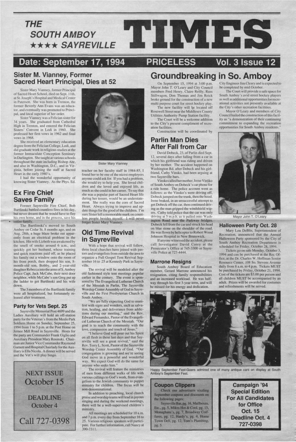 THE SOUTH AM BOY •*•• SAYREVILLE Date: September 17,1994 PRICELESS Vol