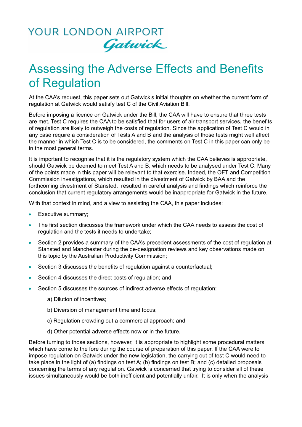 Assessing the Adverse Effects and Benefits of Regulation