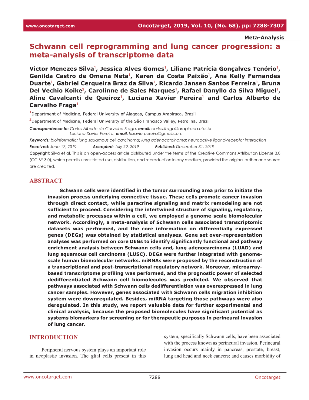 Schwann Cell Reprogramming and Lung Cancer Progression: a Meta-Analysis of Transcriptome Data