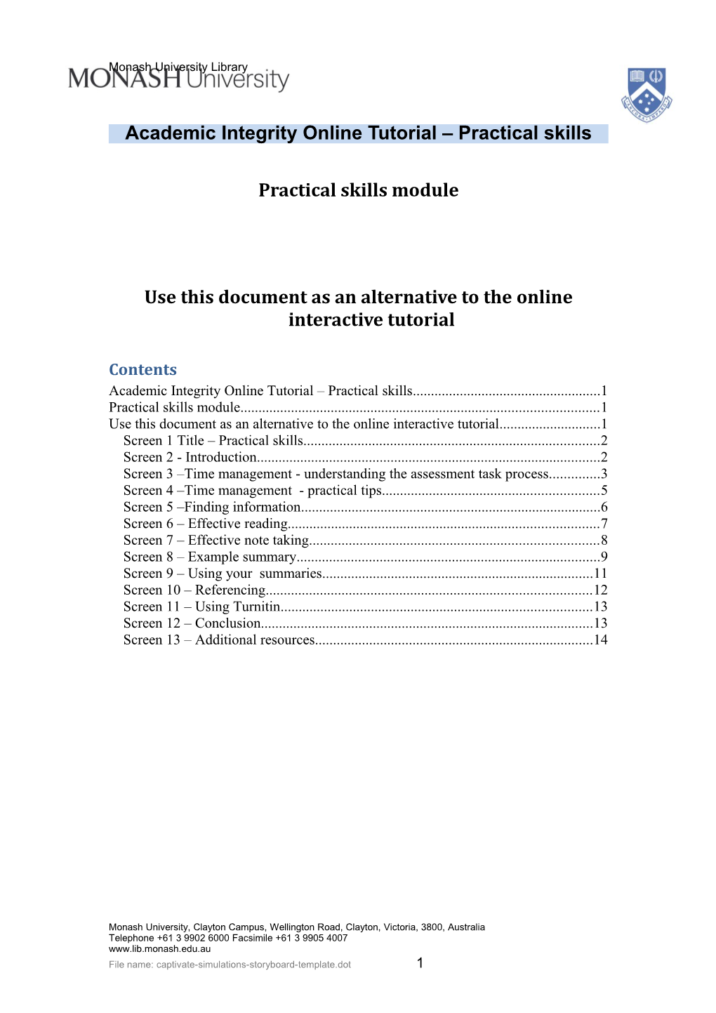 Academic Integrity Tutorial: Practical Skills Module