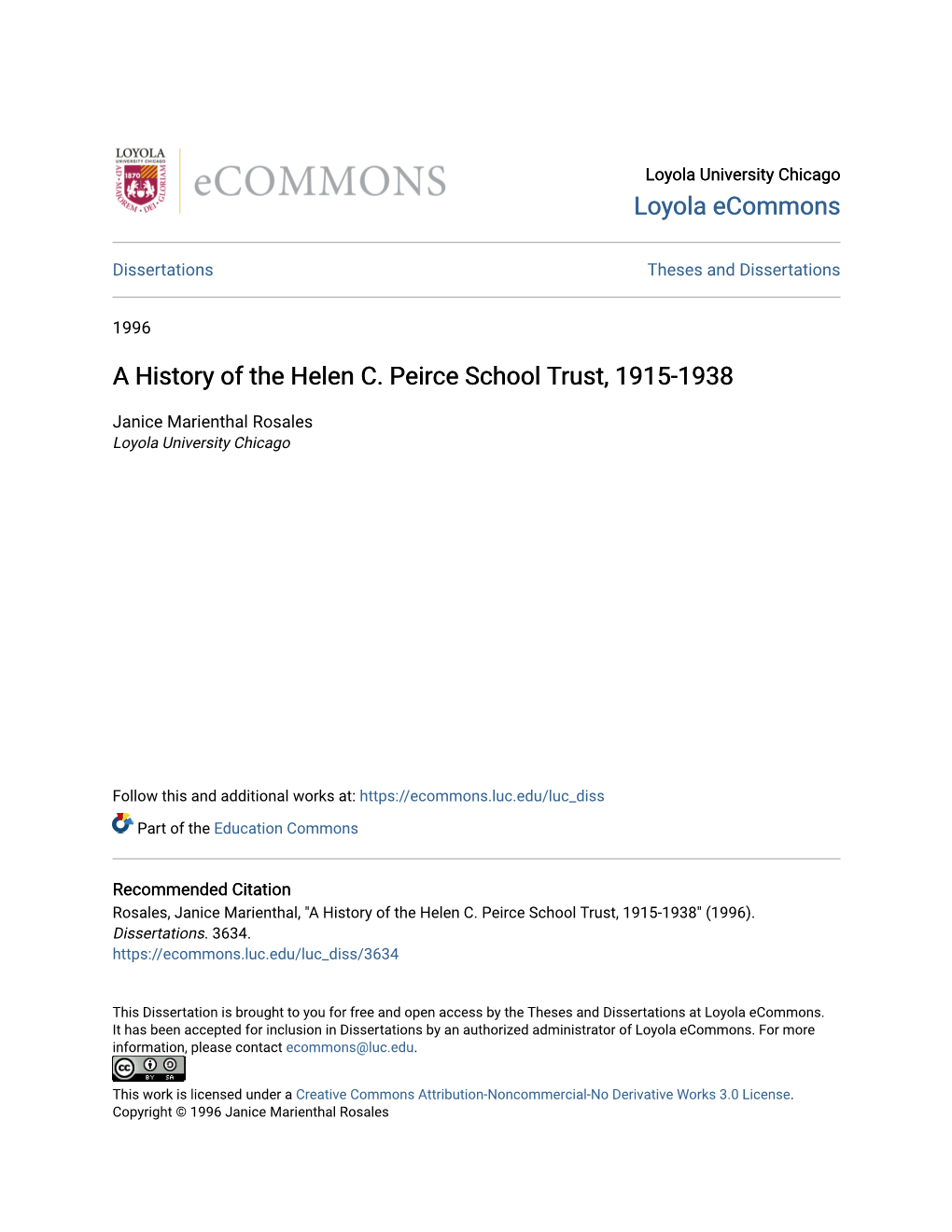 A History of the Helen C. Peirce School Trust, 1915-1938