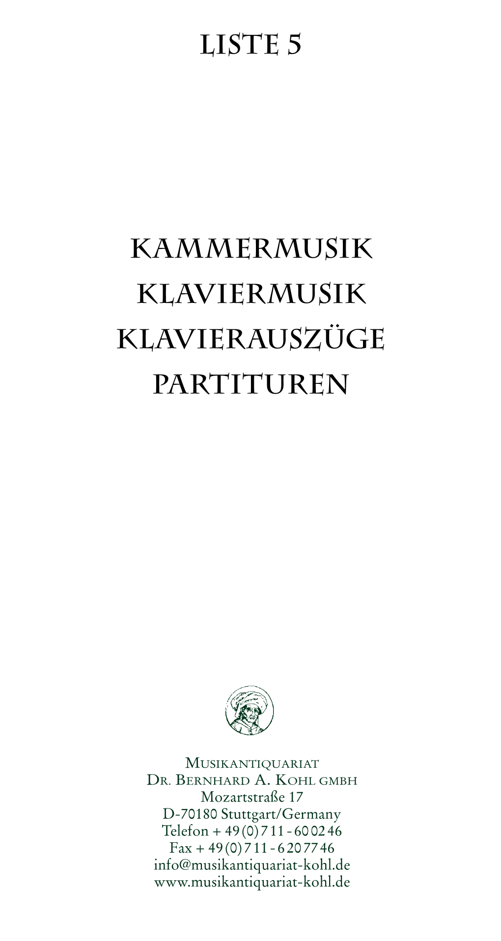 Liste 5 Kammermusik Klaviermusik Klavierauszüge Partituren