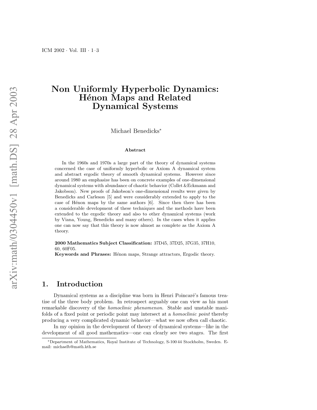 Hénon Maps and Related Dynamical Systems