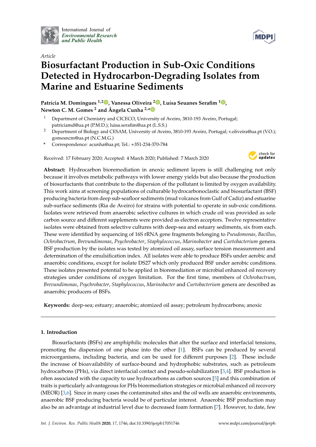 Biosurfactant Production in Sub-Oxic Conditions Detected in Hydrocarbon-Degrading Isolates from Marine and Estuarine Sediments