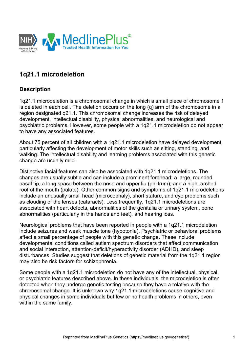 1Q21.1 Microdeletion