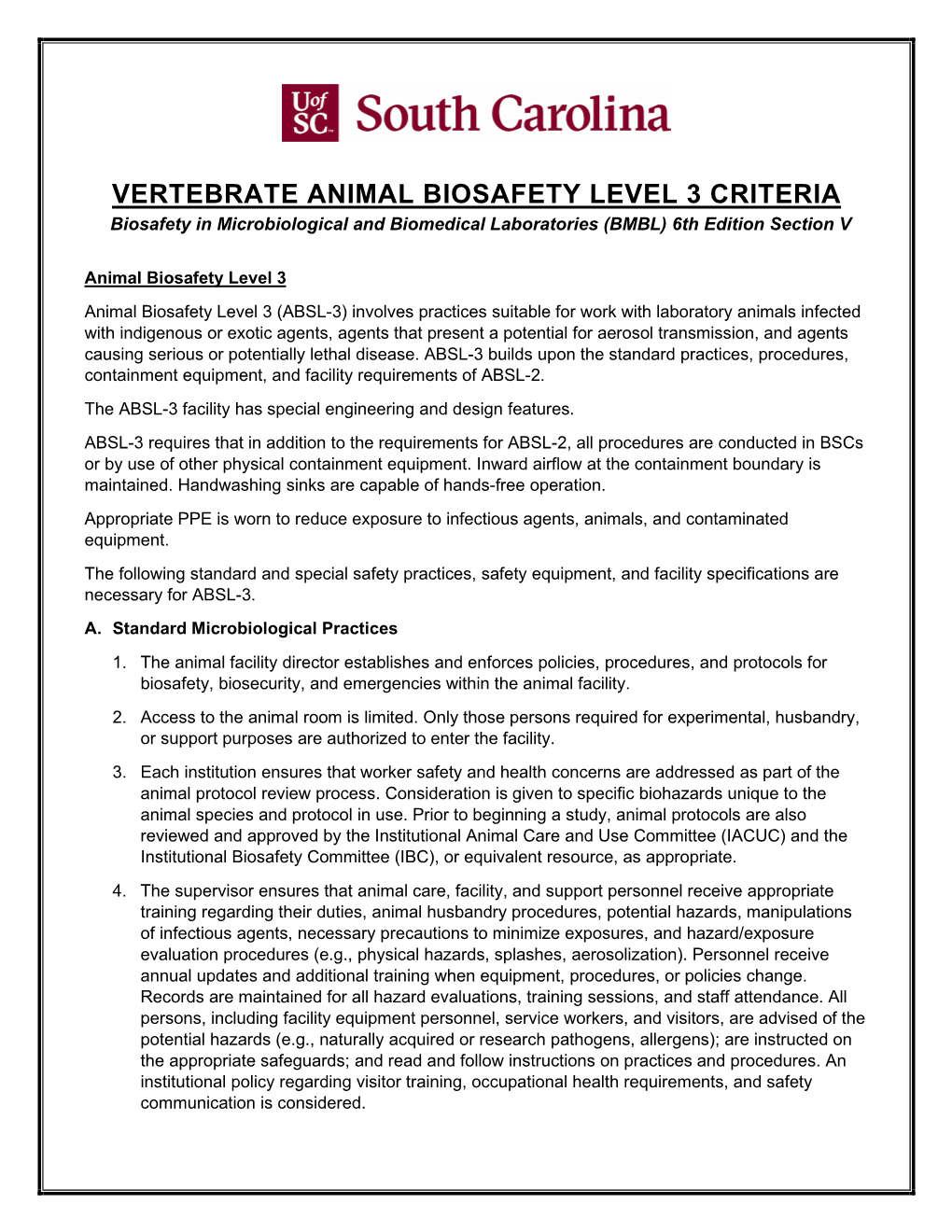 Animal Biosafety Level 3 (ABSL-3)