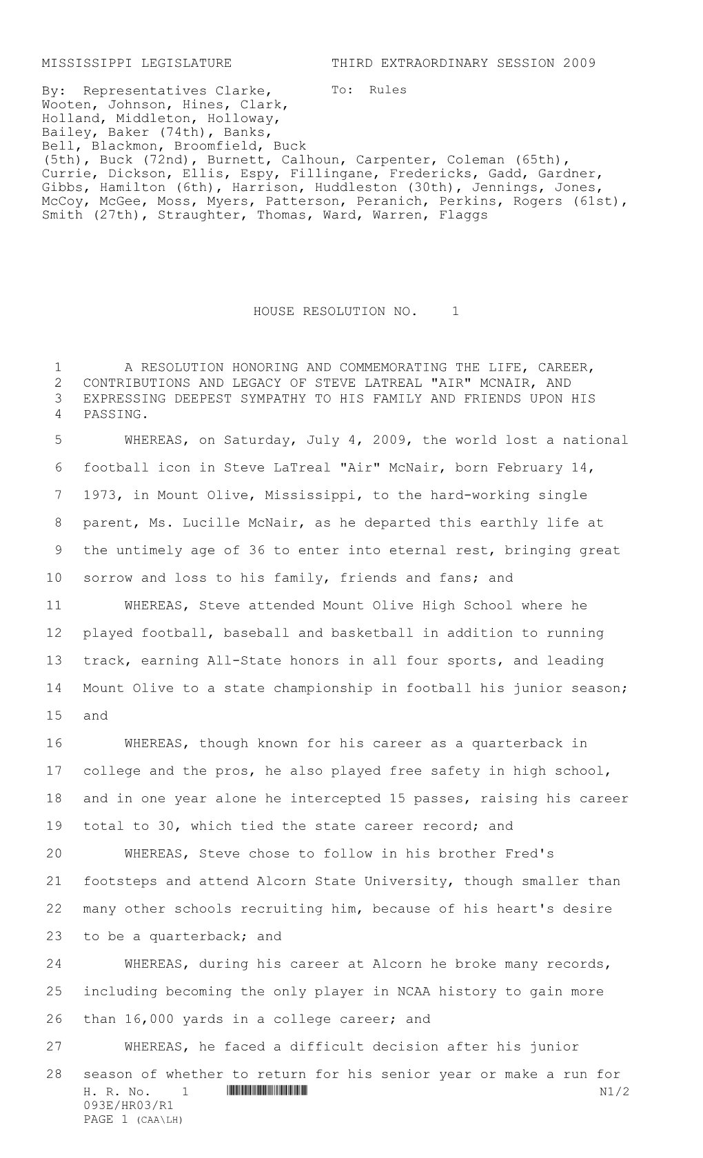 Mississippi Legislature Third Extraordinary Session 2009