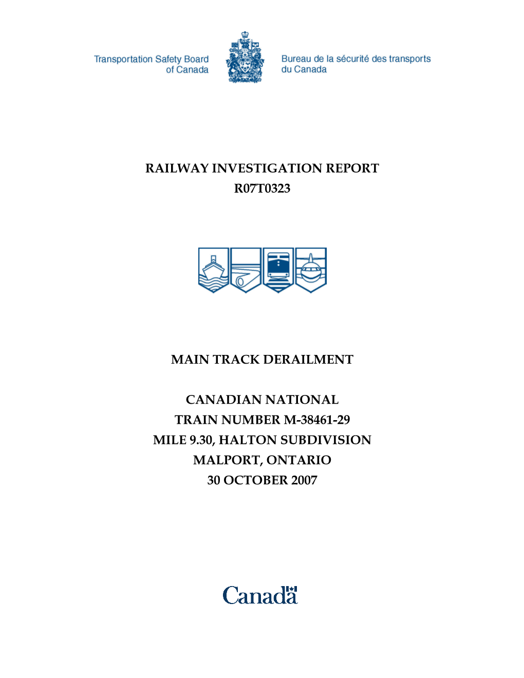 Railway Investigation Report R07t0323 Main Track