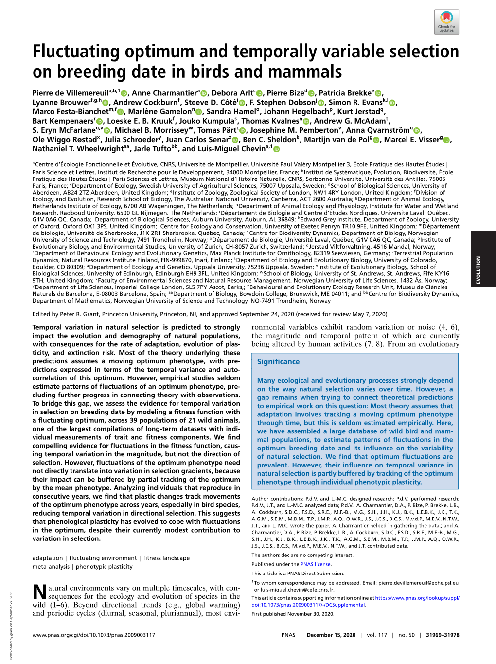 Fluctuating Optimum and Temporally Variable Selection on Breeding Date