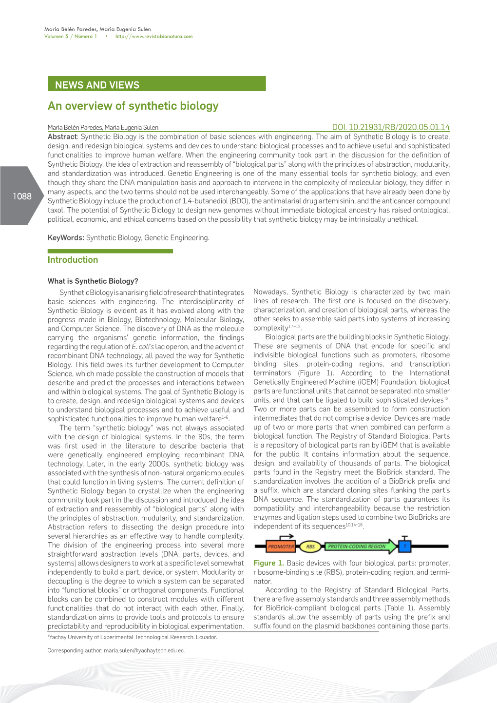 An Overview of Synthetic Biology