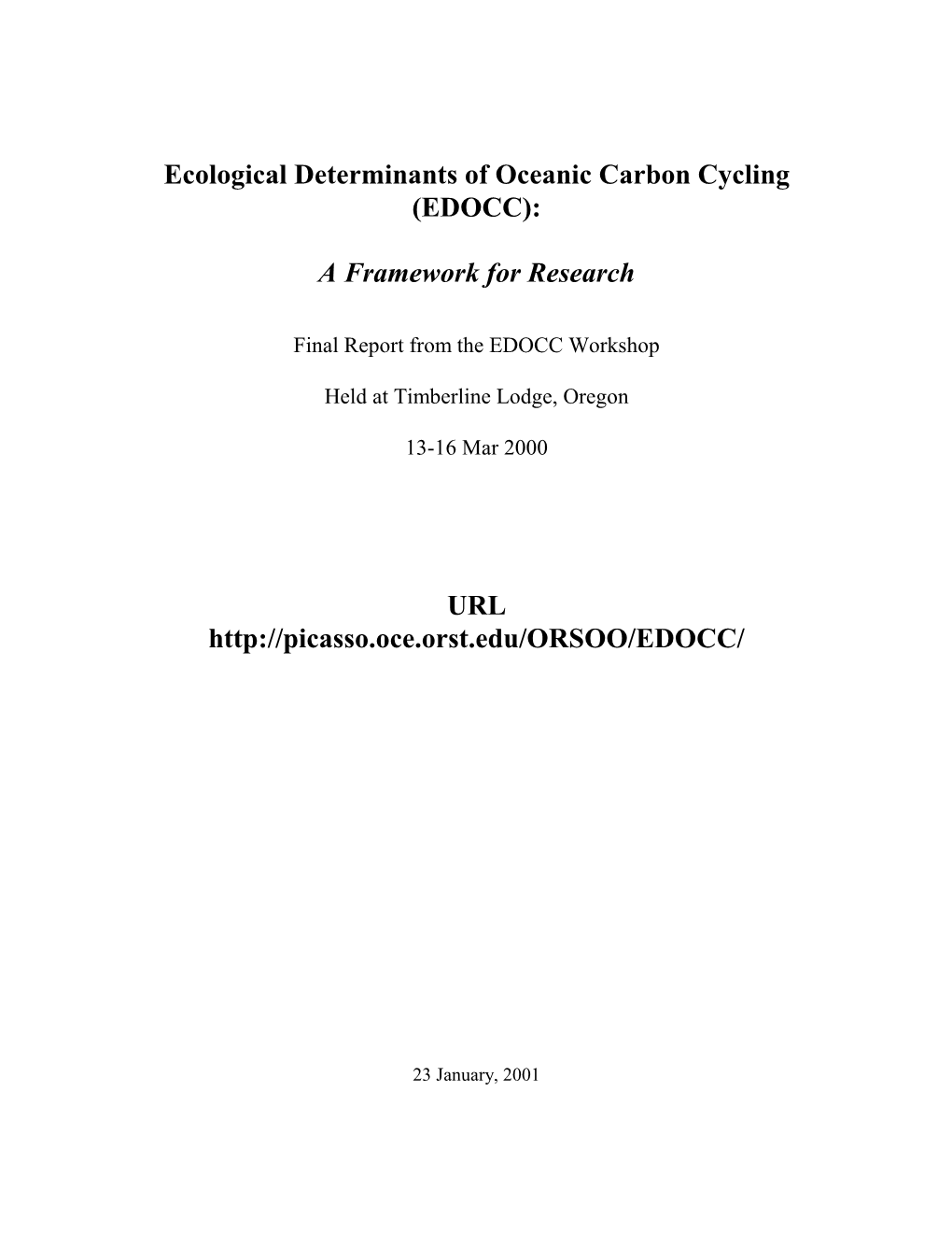 Ecological Determinants of Oceanic Carbon Cycling (EDOCC)