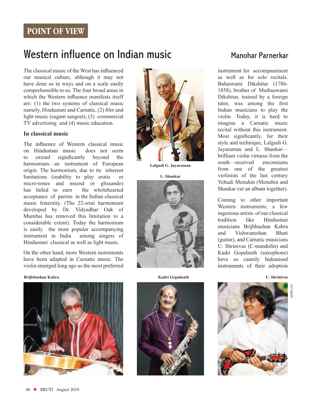 Western Influence on Indian Music Manohar Parnerkar