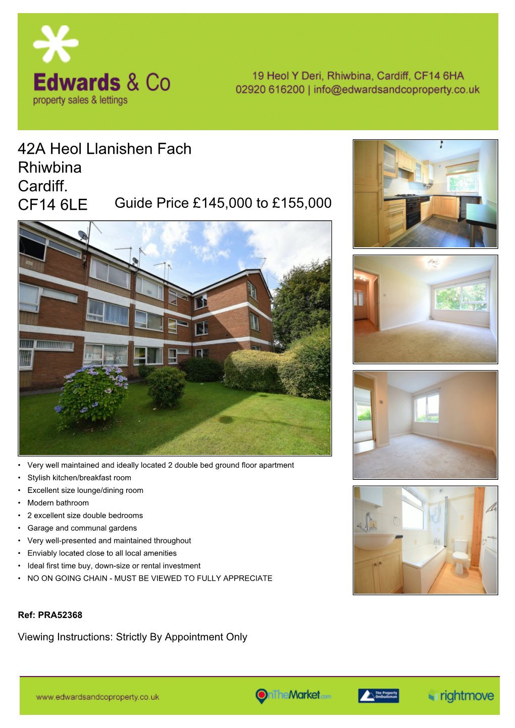 42A Heol Llanishen Fach Rhiwbina Cardiff. CF14 6LE Guide Price £145,000 to £155,000