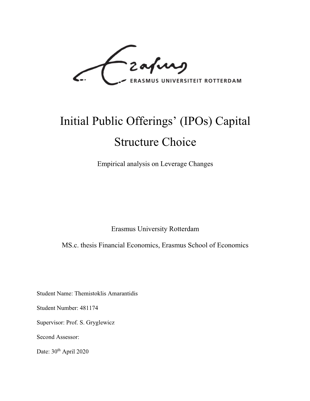 Initial Public Offerings' (Ipos) Capital Structure Choice