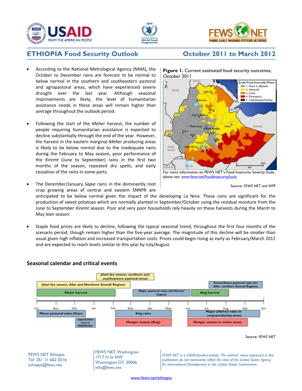 ETHIOPIA Food Security Outlook October 2011 to March 2012