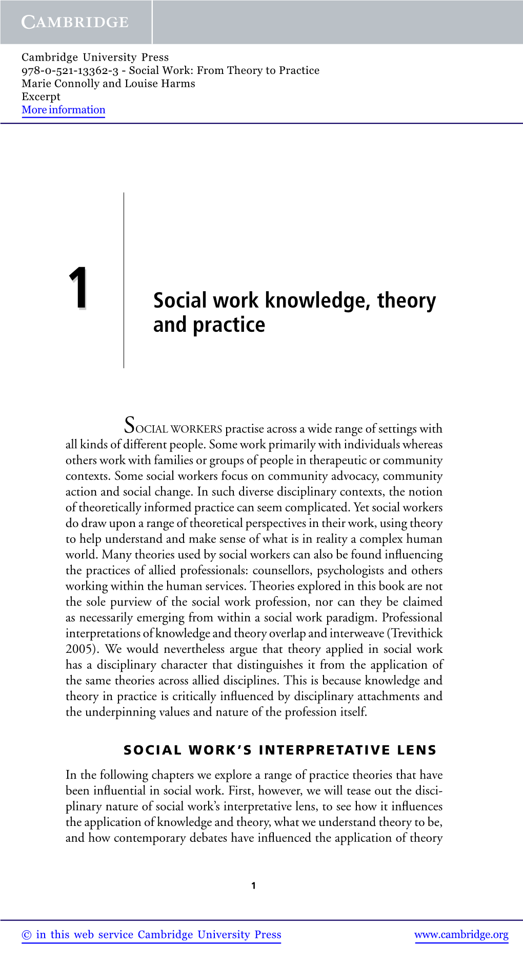 1 Social Work Knowledge, Theory and Practice