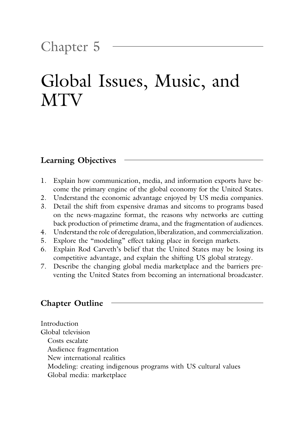Global Issues, Music, and MTV