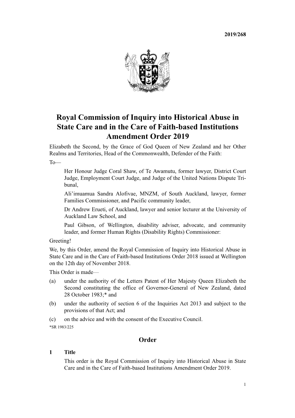 Royal Commission of Inquiry Into Historical Abuse in State Care And