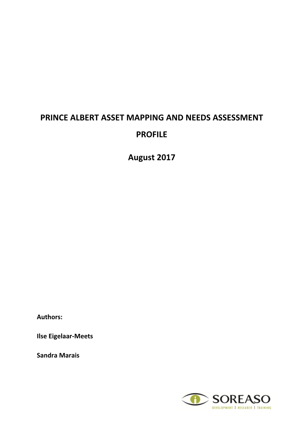 Prince Albert Asset Mapping and Needs Assessment Profile
