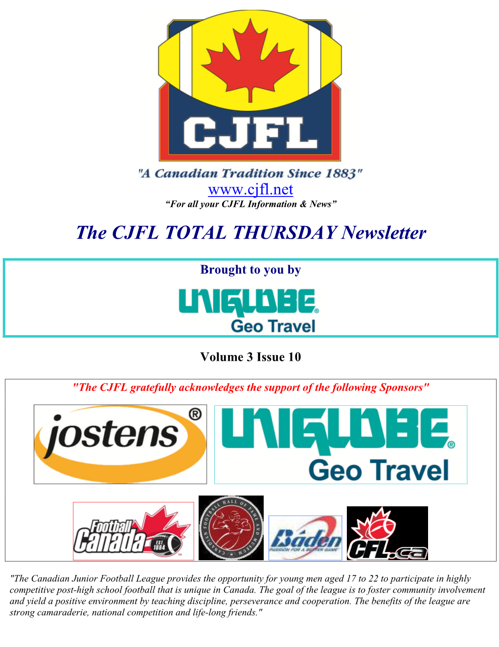 The CJFL TOTAL THURSDAY Newsletter