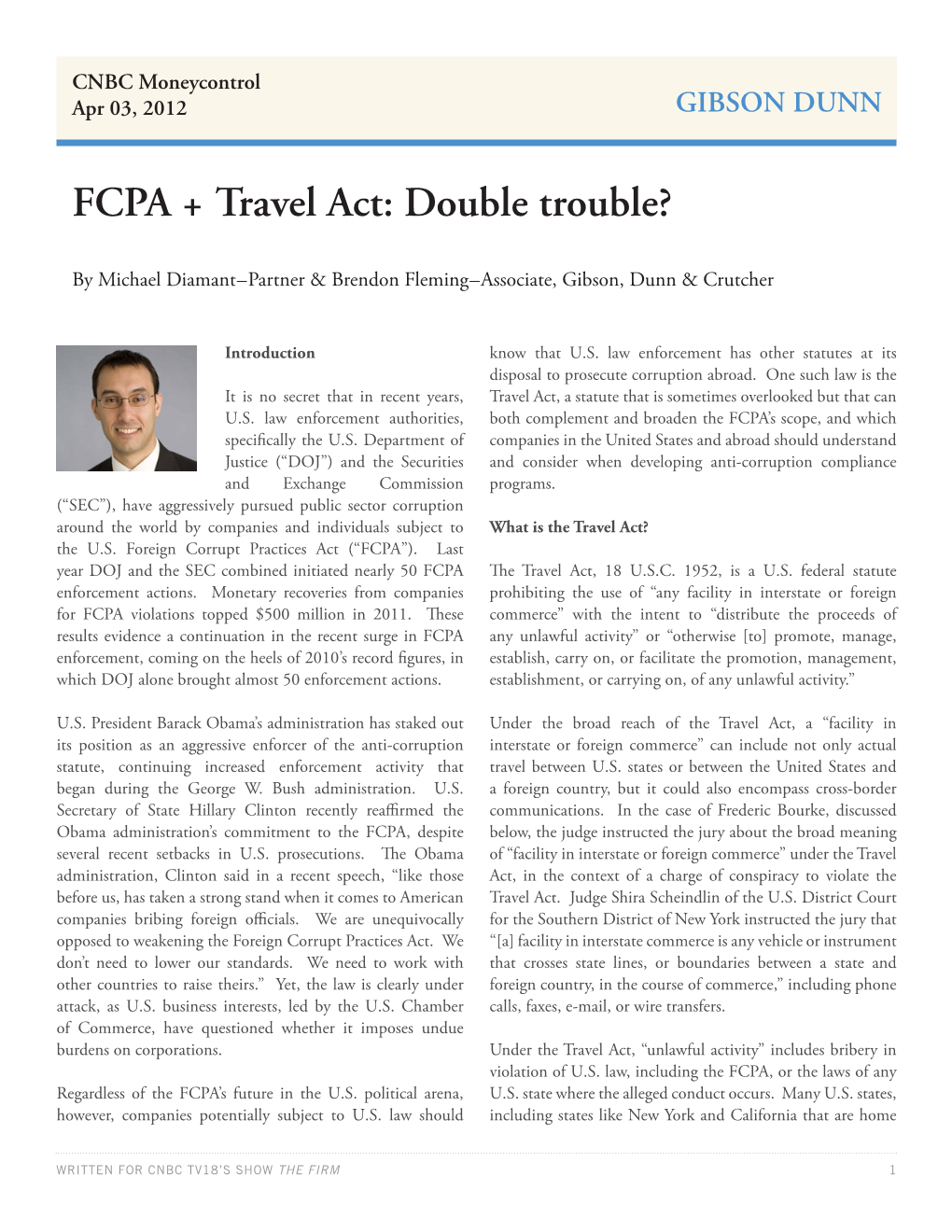 FCPA + Travel Act: Double Trouble?