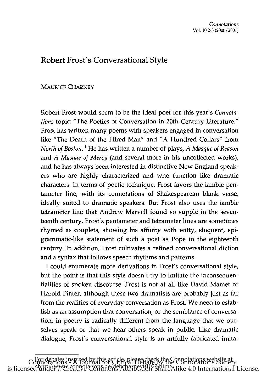 Robert Frost's Conversational Style