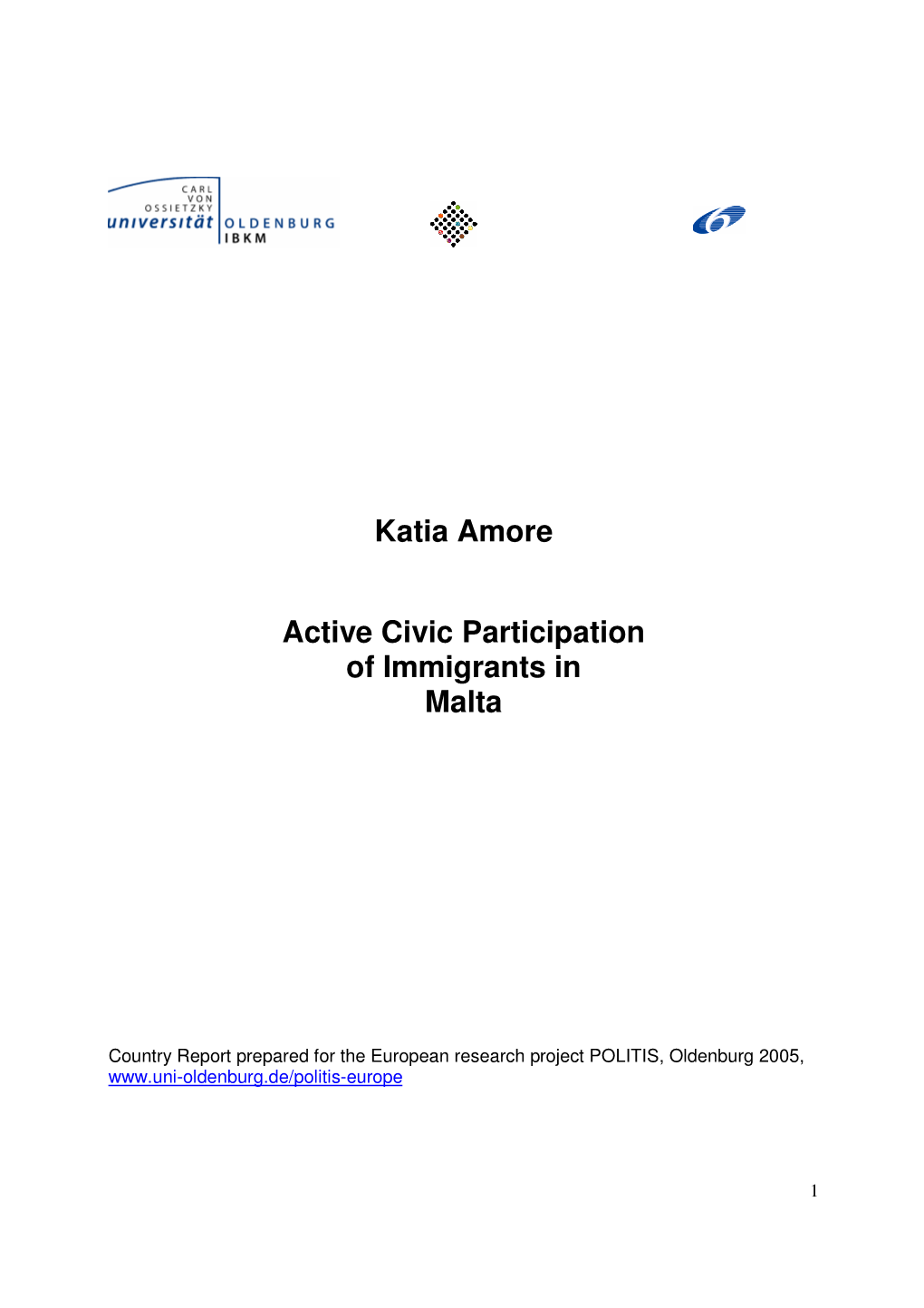 Katia Amore Active Civic Participation of Immigrants in Malta