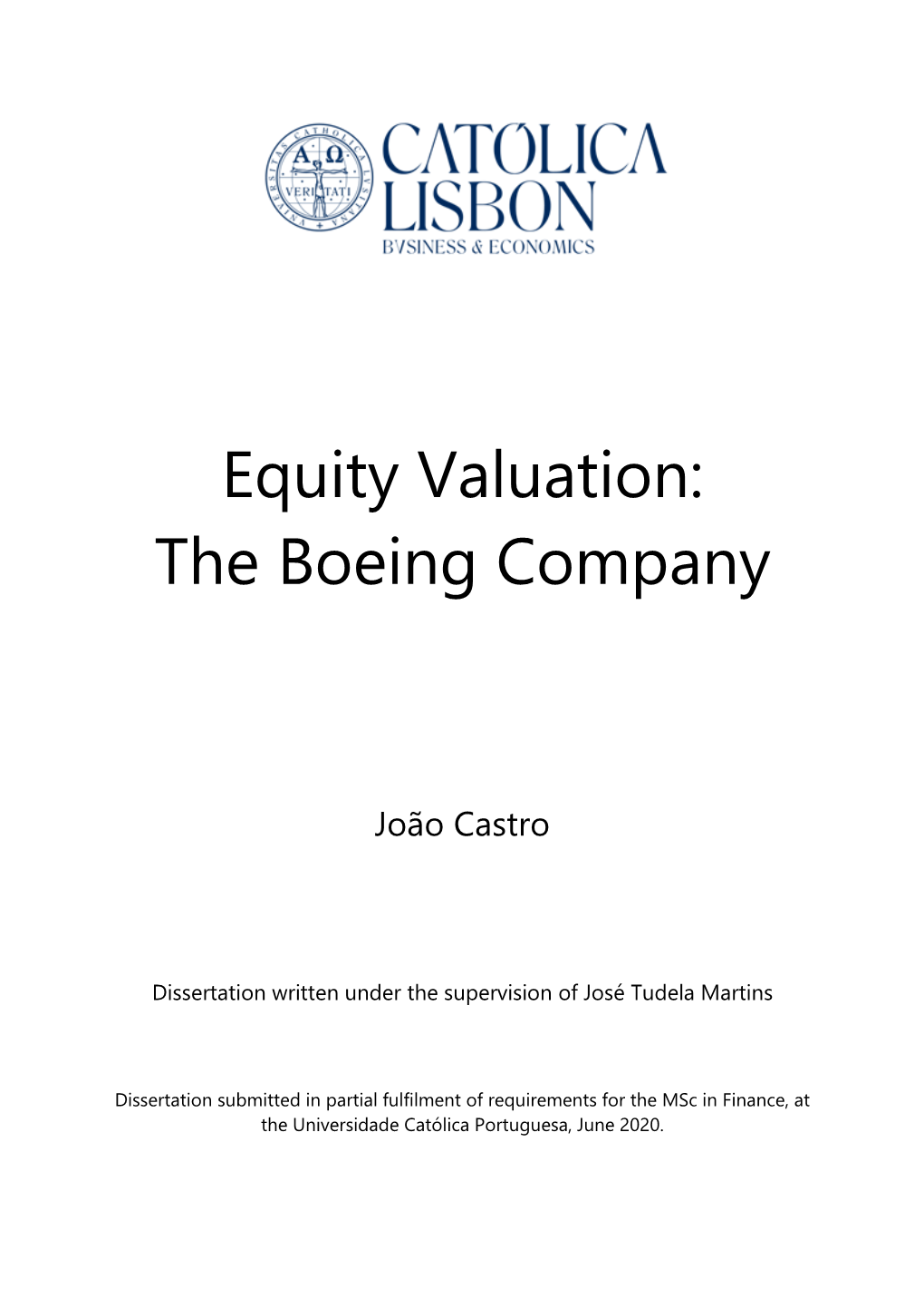 Equity Valuation: the Boeing Company