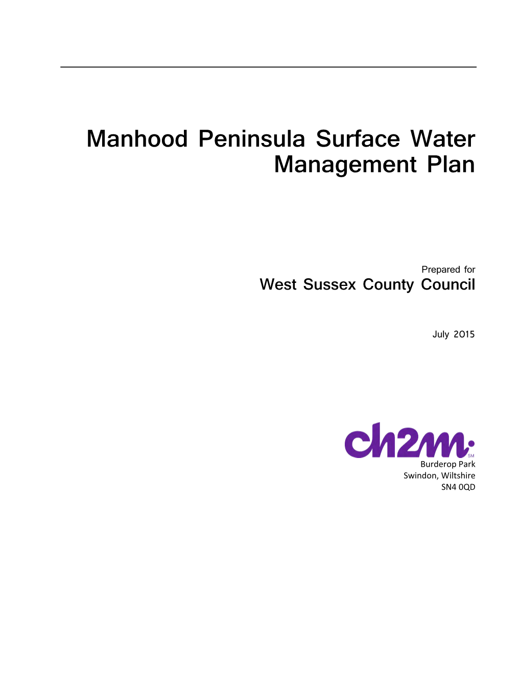 Manhood Peninsula Surface Water Management Plan