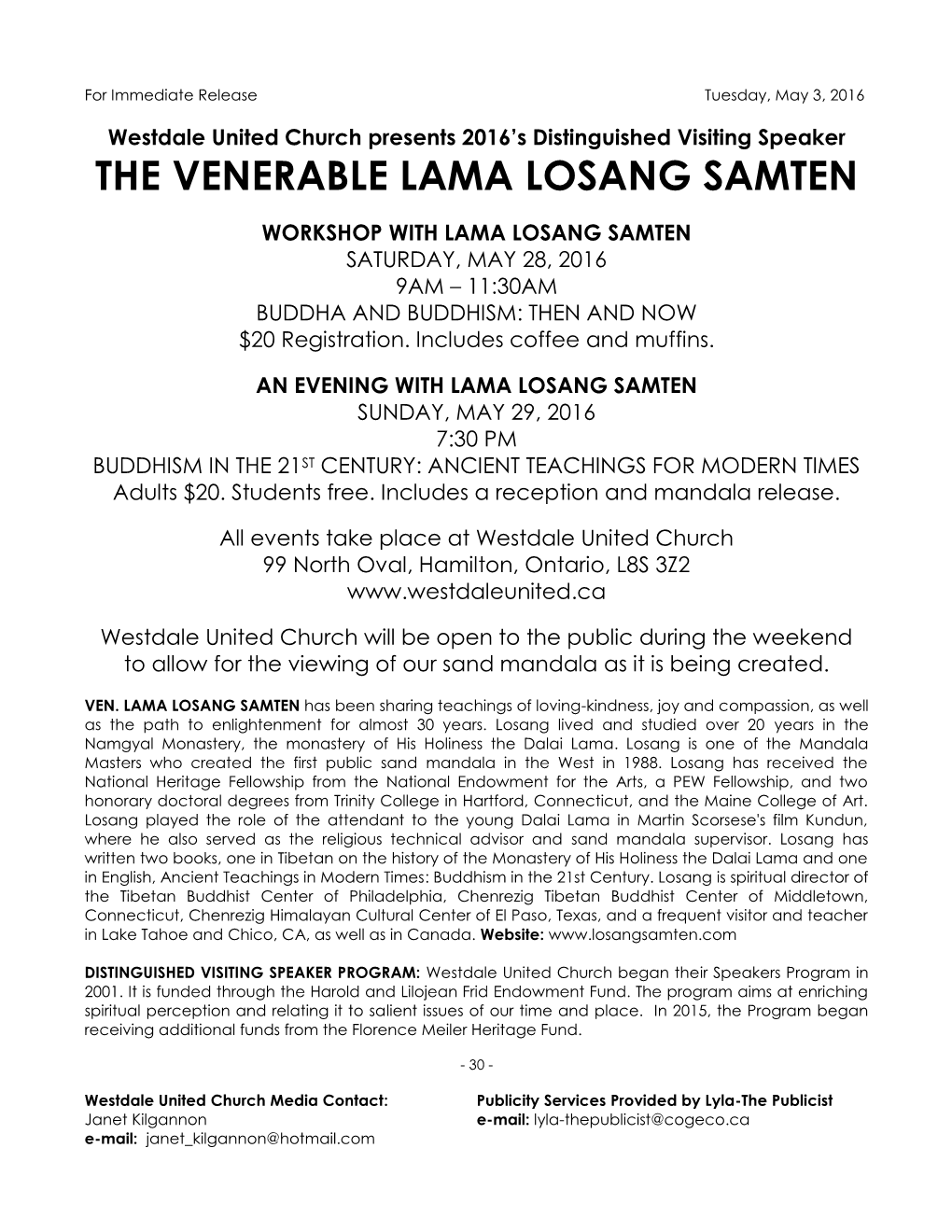 The Venerable Lama Losang Samten