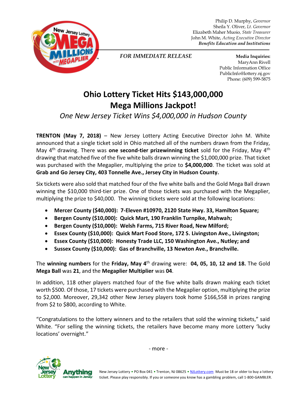 Ohio Lottery Ticket Hits $143000000 Mega Millions Jackpot!