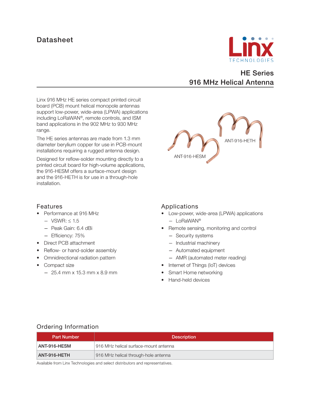 HE Series 916 Mhz Helical Antenna