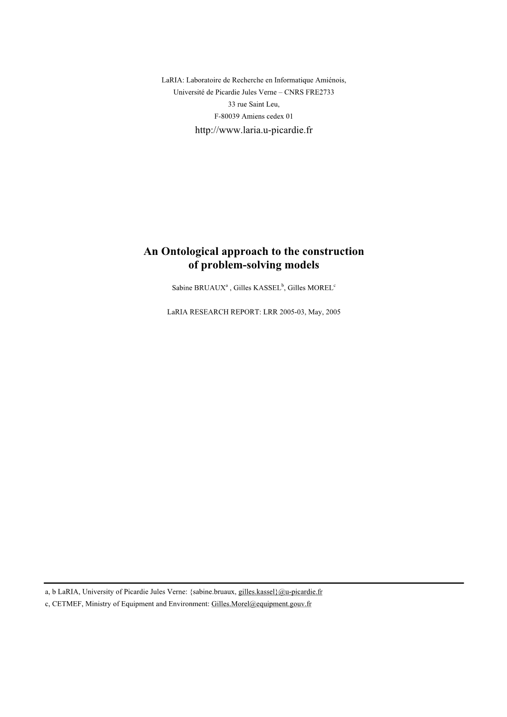 An Ontological Approach to the Construction of Problem-Solving Models