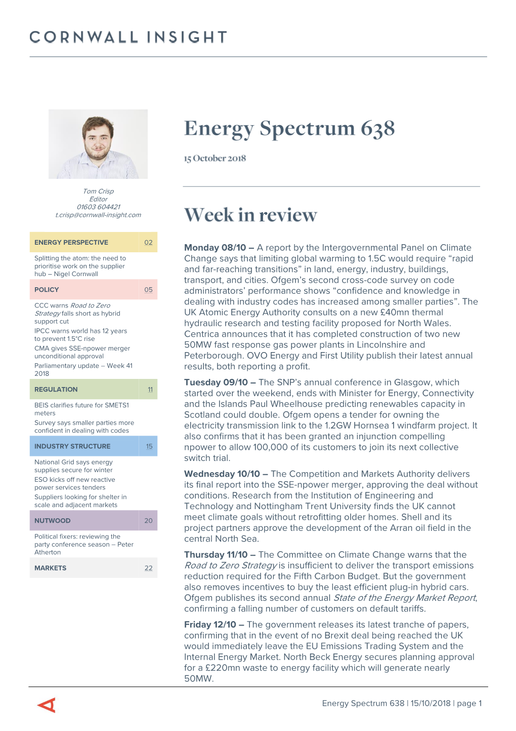 State of the Energy Market Report, Confirming a Falling Number of Customers on Default Tariffs