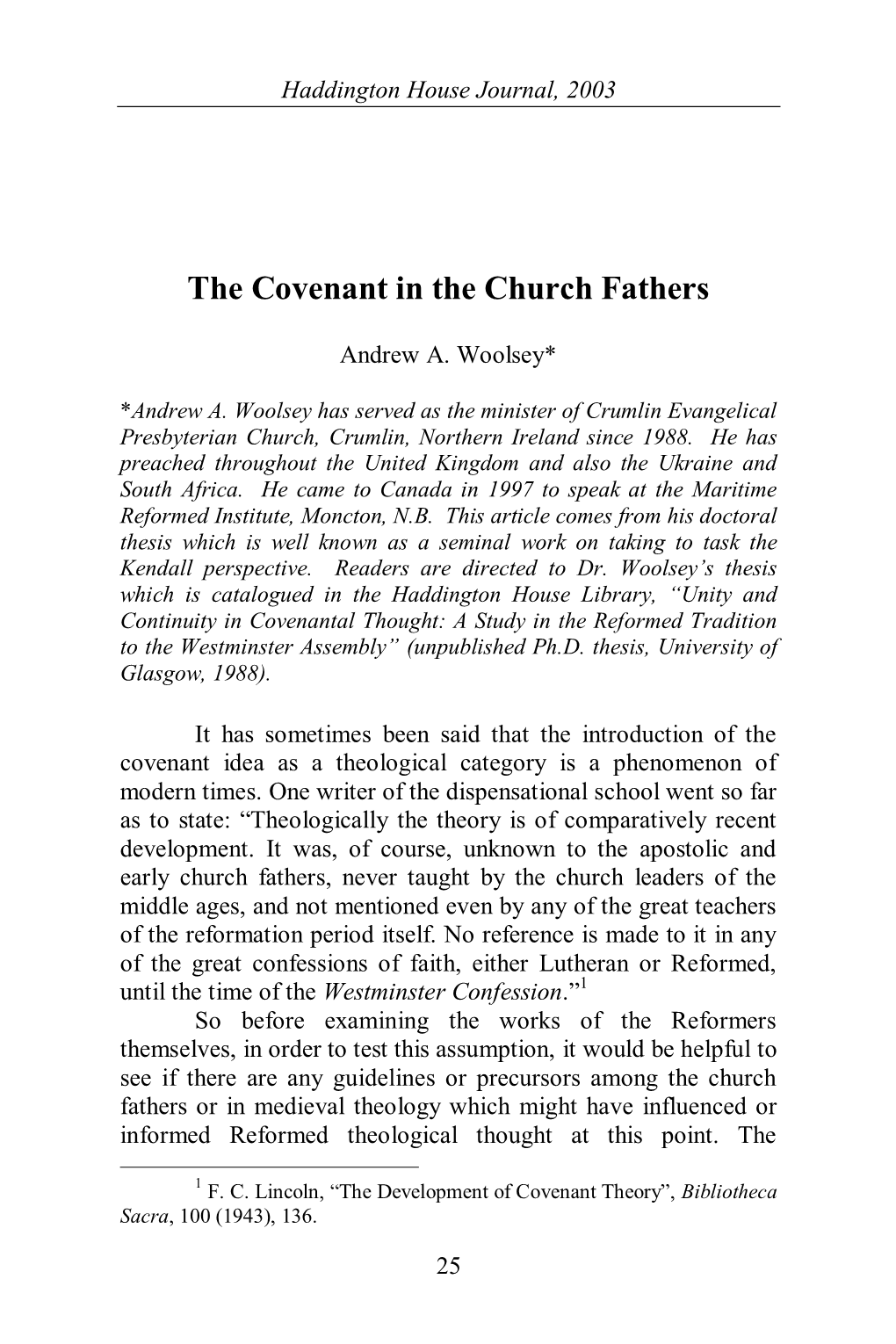 The Covenant in the Church Fathers