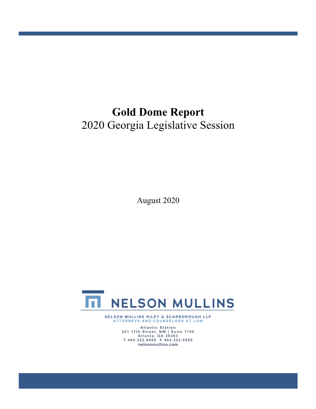 Read the Gold Dome Report for the 2020 Georgia Legislative Session