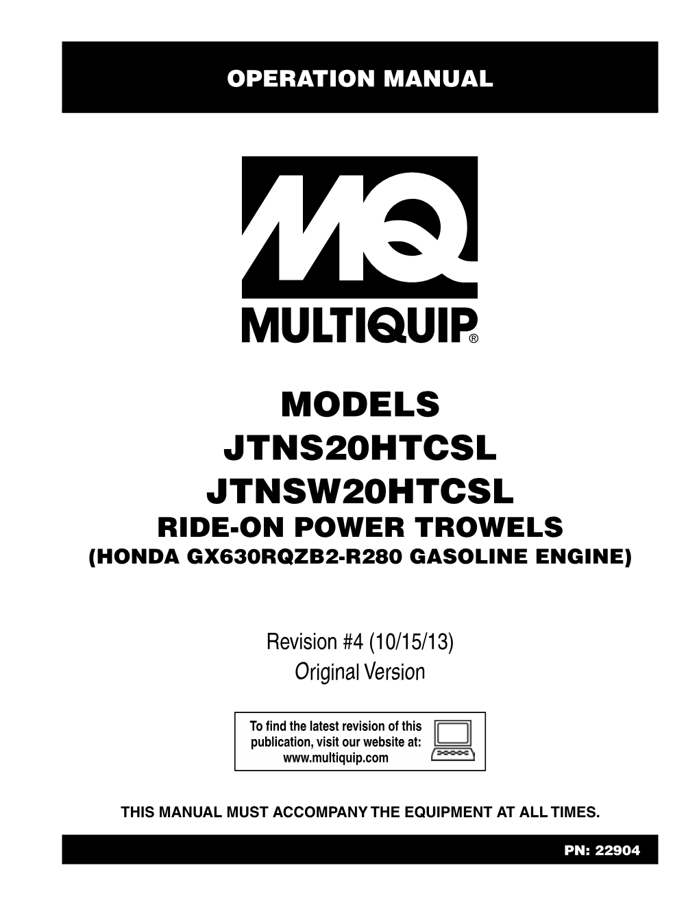 Models Jtns20htcsl JTNSW20HTCSL Ride-On Power Trowels (HONDA GX630RQZB2-R280 GASOLINE ENGINE)